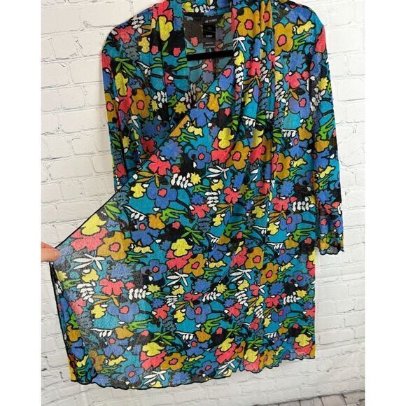 ALI MILES lightweight mesh multicolor open front cardigan sweater XL NWOT - Picture 4 of 9